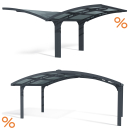 Palram-Canopia Alu Carport Arizona Double Wave Wings/Arch 5,8x5 Polycarbonat gewellt